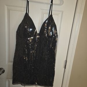 Fashion Nova Black Sequin Mini Dress